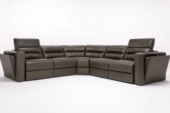 Cove 5 Piece 2 Power Sectional In Gray Leather