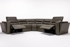 Cove 5 Piece 2 Power Sectional In Gray Leather