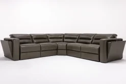 Cove 5 Piece 2 Power Sectional In Gray Leather