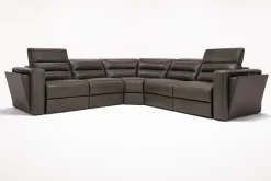 Cove 5 Piece 2 Power Sectional In Gray Leather