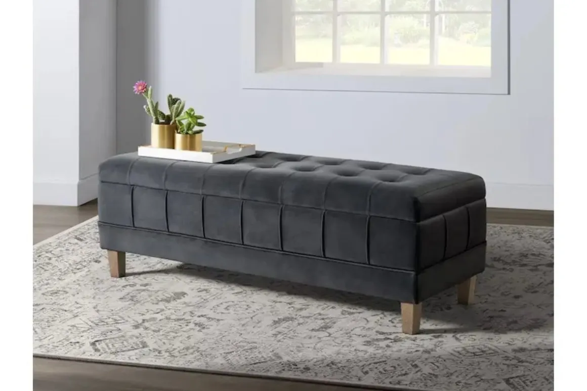Crosby Storage Bench In Gun Metal