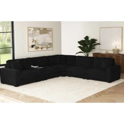 Cuddle Cloud 6 Piece Sectional In Black