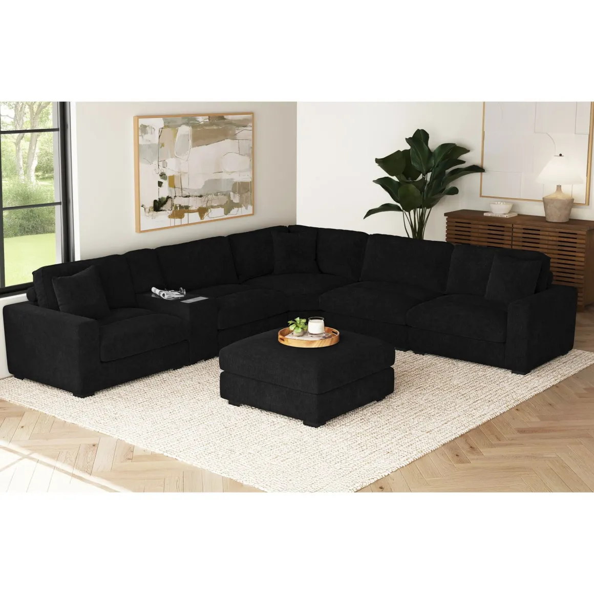 Cuddle Cloud Ottoman In Black