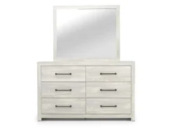 Dallas Panel Bed W/ Lights, Dresser, Mirror & Nightstand In White Wash, Twin