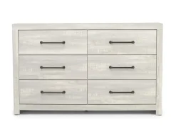 Dallas Panel Bed W/ Lights, Dresser, Mirror & Nightstand In White Wash, Twin