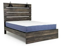 Dallas Panel Bed W/ Lights, Dresser, Mirror & Nightstand In White Wash, Twin