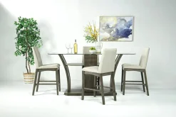 Dapper Counter Height Dining Table & 4 Stools In Brown