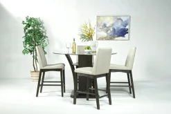 Dapper Round Counter Height Dining Table & 4 Stools In Gray