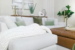 Dennon Sofa Chaise Sectional In Pebble, Right Facing