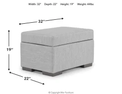 Dennon Storage Ottoman In Sea Salt