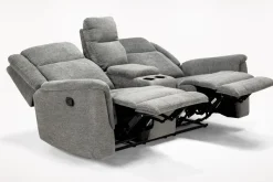 Derby Reclining Console Loveseat In Light Gray