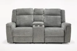 Derby Reclining Console Loveseat In Light Gray