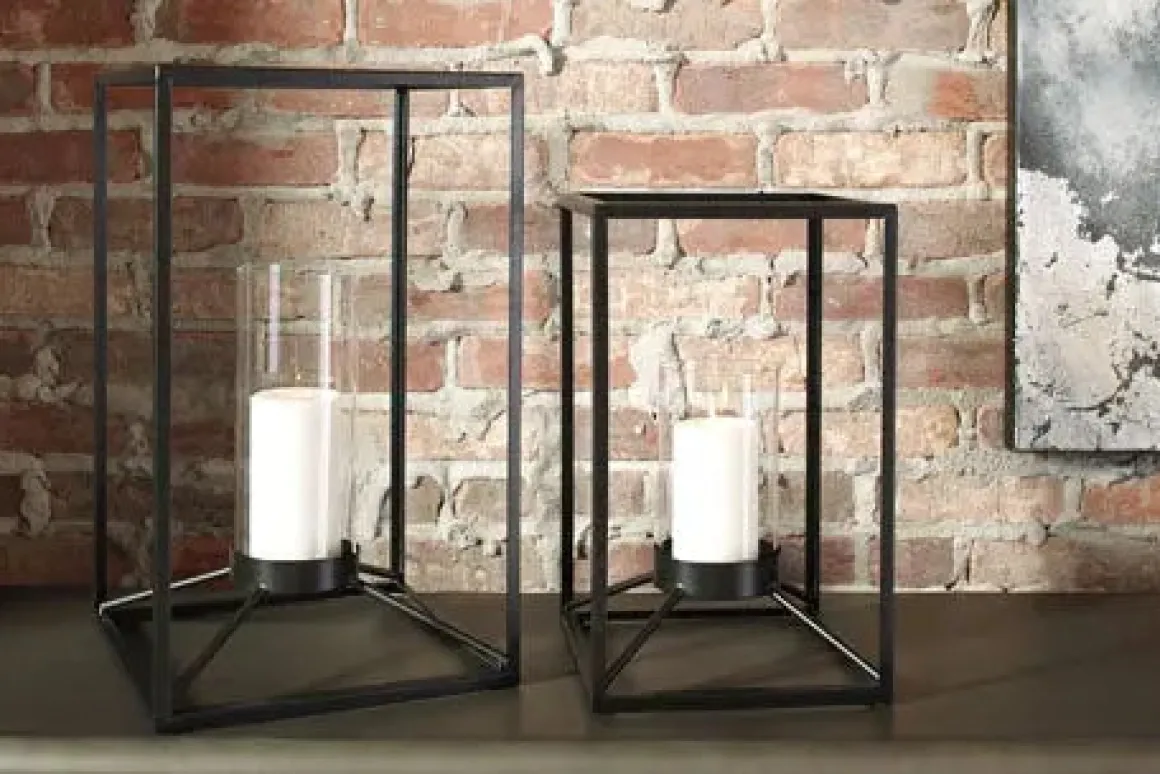 Dimtrois Lanterns In Black, Set Of 2