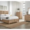 Dorsey Panel Bed, Dresser, Mirror & 2 Drawer Nightstand In Granola, Queen