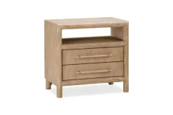 Dorsey Panel Bed, Dresser, Mirror & 2 Drawer Nightstand In Granola, Queen