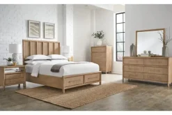 Dorsey Panel Bed, Dresser, Mirror & 2 Drawer Nightstand In Granola, Queen