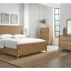 Dorsey Woven Panel Bed, Dresser, Mirror & Nightstand In Granola, Queen
