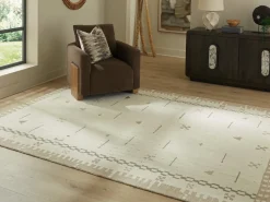 Dot Rug In Cream/Brown/Taupe, 8x10