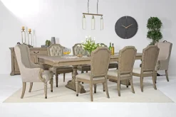 Durango Dining Table, 6 Chairs & 2 Arm Chairs In Fawn