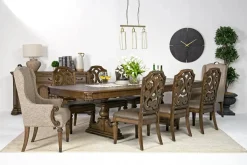 Durango Dining Table, 6 Chairs & 2 Arm Chairs In Fawn