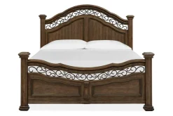 Durango Panel Bed, Dresser, Mirror & 3 Drawer Nightstand In Fawn, Queen