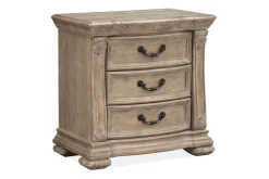 Durango Panel Bed, Dresser, Mirror & 3 Drawer Nightstand In Fawn, Queen