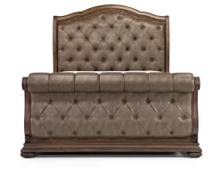 Durango Sleigh Bed, Dresser, Mirror & 3 Drawer Nightstand In Fawn, Queen