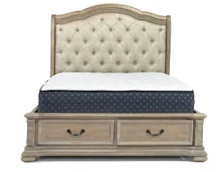 Durango Sleigh Bed, Dresser, Mirror & 3 Drawer Nightstand In Fawn, Queen