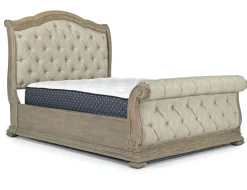 Durango Sleigh Bed, Dresser, Mirror & 3 Drawer Nightstand In Fawn, Queen