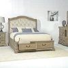 Durango Sleigh Bed W/ Storage, Dresser, Mirror & 3 Drawer Nightstand In Fawn, Queen
