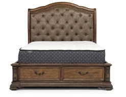 Durango Sleigh Bed W/ Storage, Dresser, Mirror & 3 Drawer Nightstand In Fawn, Queen