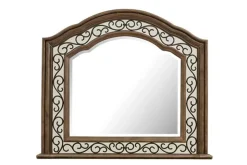 Durango Sleigh Bed W/ Storage, Dresser, Mirror & 3 Drawer Nightstand In Fawn, Queen