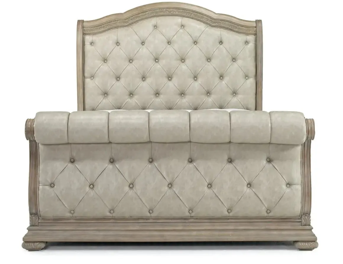 Durango Upholstered Sleigh Bed In Fawn, Queen