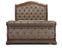 Durango Upholstered Sleigh Bed In Fawn, Queen