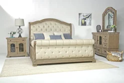 Durango Upholstered Sleigh Bed In Fawn, Queen