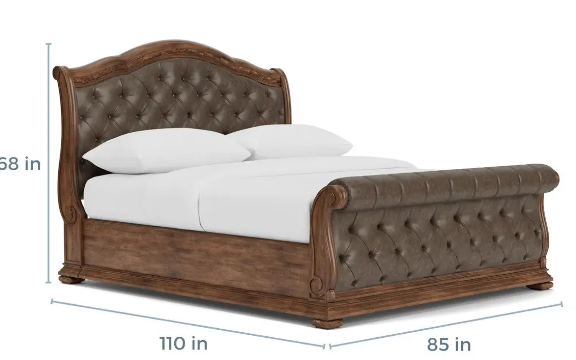 Durango Upholstered Sleigh Bed In Fawn, Queen