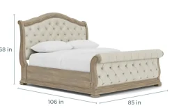 Durango Upholstered Sleigh Bed In Fawn, Queen