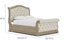 Durango Upholstered Sleigh Bed In Fawn, Queen