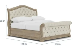 Durango Upholstered Sleigh Bed In Fawn, Queen