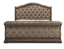 Durango Upholstered Sleigh Bed In Fawn, Queen