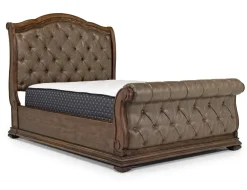 Durango Upholstered Sleigh Bed In Fawn, Queen