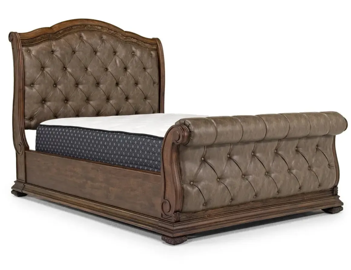 Durango Upholstered Sleigh Bed In Fawn, Queen