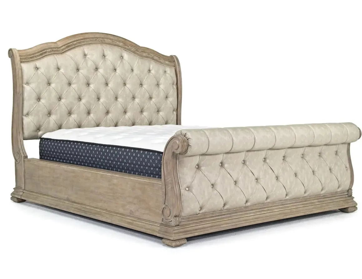 Durango Upholstered Sleigh Bed In Fawn, Queen