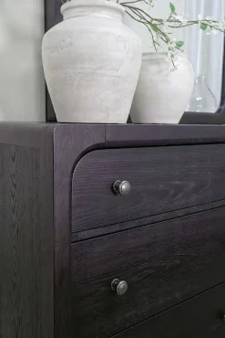 Easton Upholstered Bed, Dresser, Mirror & Nightstand In Natural, Ca King