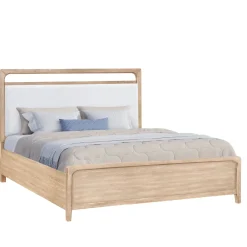 Easton Upholstered Bed, Dresser, Mirror & Nightstand In Natural, Ca King