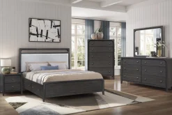 Easton Upholstered Storage Bed, Dresser, Mirror & Nightstand In Natural, Ca King