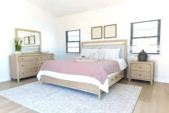 Easton Upholstered Storage Bed, Dresser, Mirror & Nightstand In Natural, Ca King