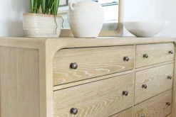 Easton Upholstered Storage Bed, Dresser, Mirror & Nightstand In Natural, Ca King