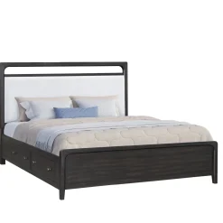 Easton Upholstered Storage Bed, Dresser, Mirror & Nightstand In Natural, Ca King