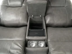 Echo 3 Power Console Loveseat In Rainier Walnut Leather